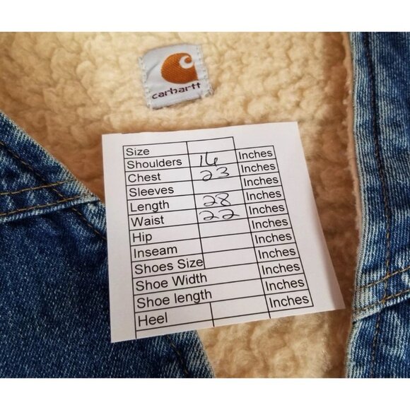 Carhartt Sherpa Lined Denim Jean Snap Vest Vtg 1980s Western Winter Layering XL - Picture 9 of 9